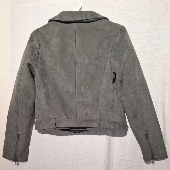 Vintage Bomber Jacket, Faux Suede, Khaki Cropped, Forever 21, Sz 6, NWOT - Picture 8 of 12